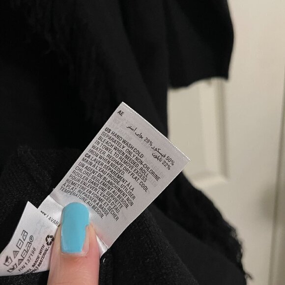 Cupros X INC International Concepts Women NWT Black Fringe Long Line Cardigan XS - Picture 8 of 9